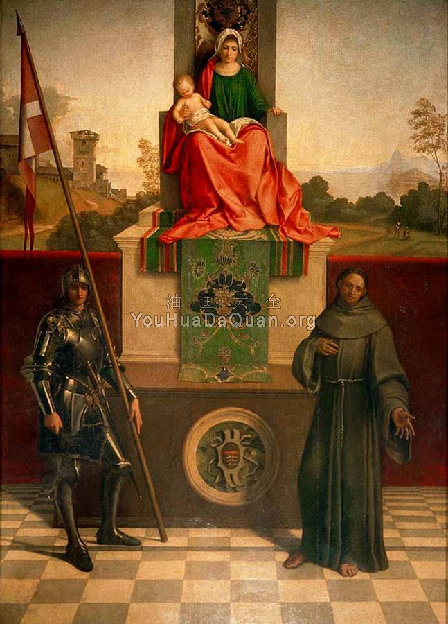 Madonna Enthroned with the Child between St Francis and St - 乔尔乔内